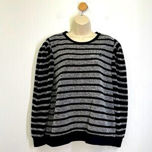 Karl Lagerfeld Paris - Textured Black And White Stripe Lightweight Sweater Large